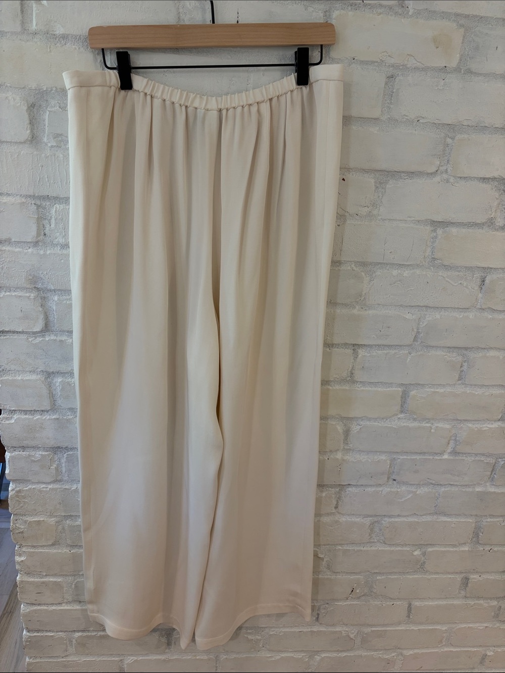 Eileen Fisher Cream Wide-Leg Trousers (B4) - Picture 3 of 6